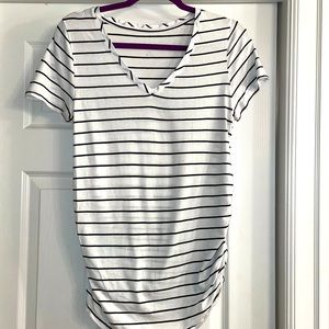 Ingrid and Isabel Whit and black Striped Maternity Tee